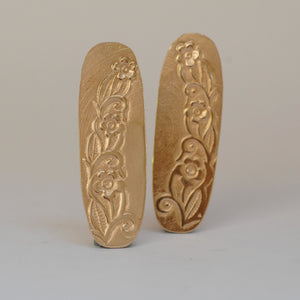 Oval shapes w/ floral texture metal blanks - Solid bronze