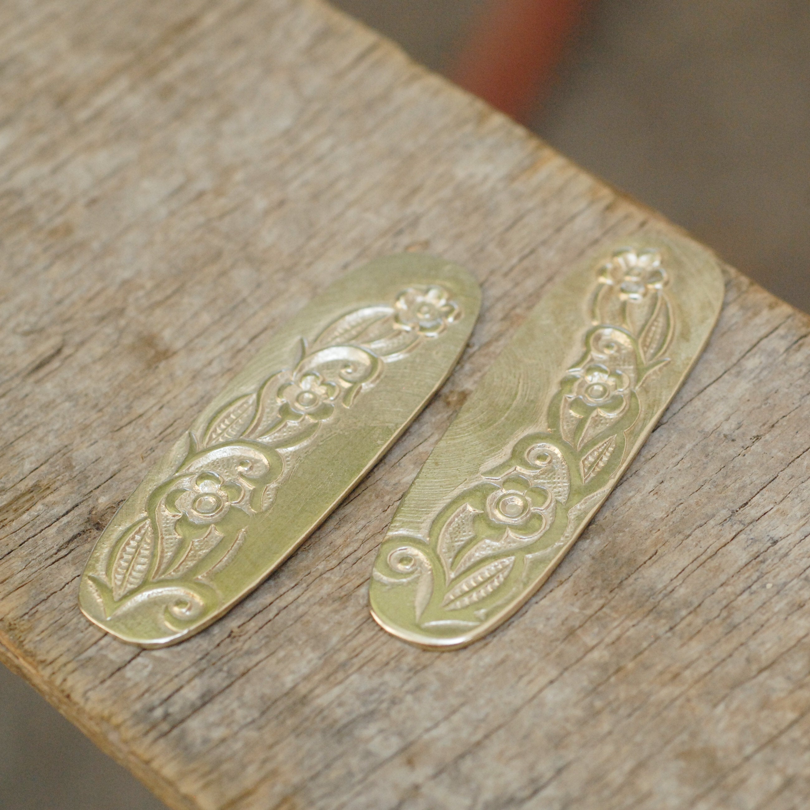Organic oval shapes w/ floral texture metal blanks - Nickel mexican silver