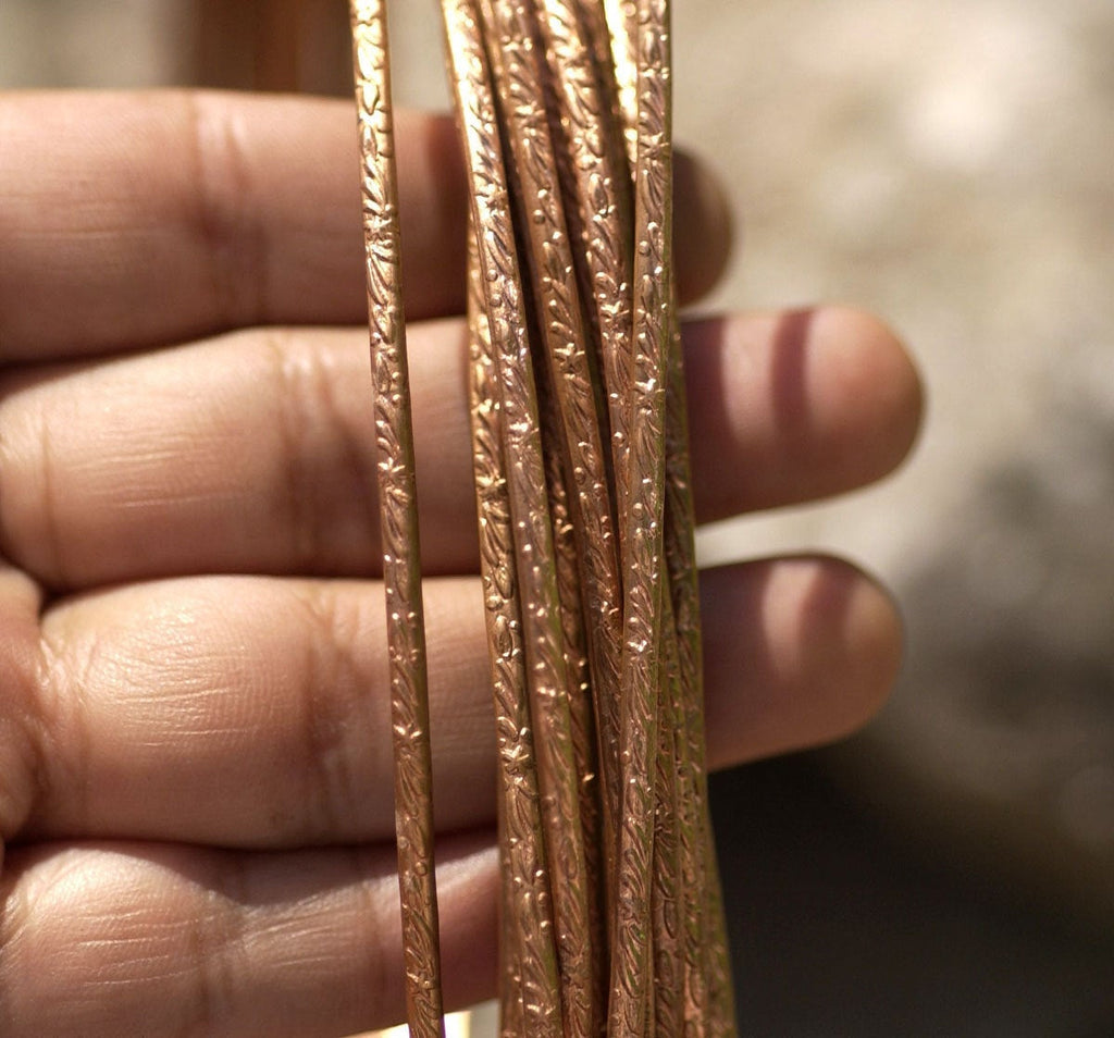 Copper Ring Stock Shank 2.2mm Flowers & Leaves Textured Metal Wire - Rings Bracelets Pendants Metalwork