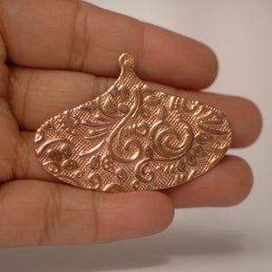 Arabic wide teardrop shape w/ batik vines texture metal blanks for earrings or for pendants
