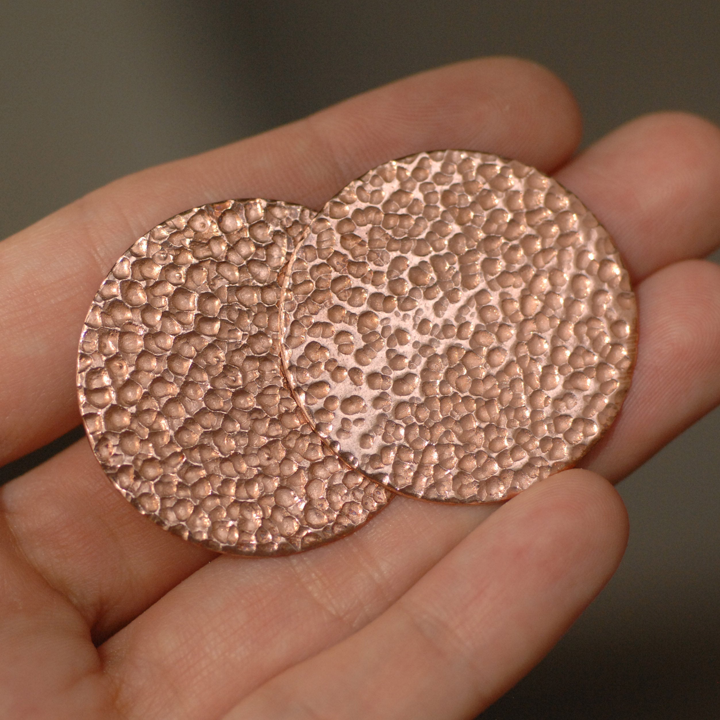 Solid Copper round disc blanks 24 gauge 24g Hammered texture