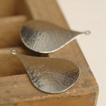 Sterling Silver Large Hand Hammered Teardrop Blanks for Pendants or Earrings