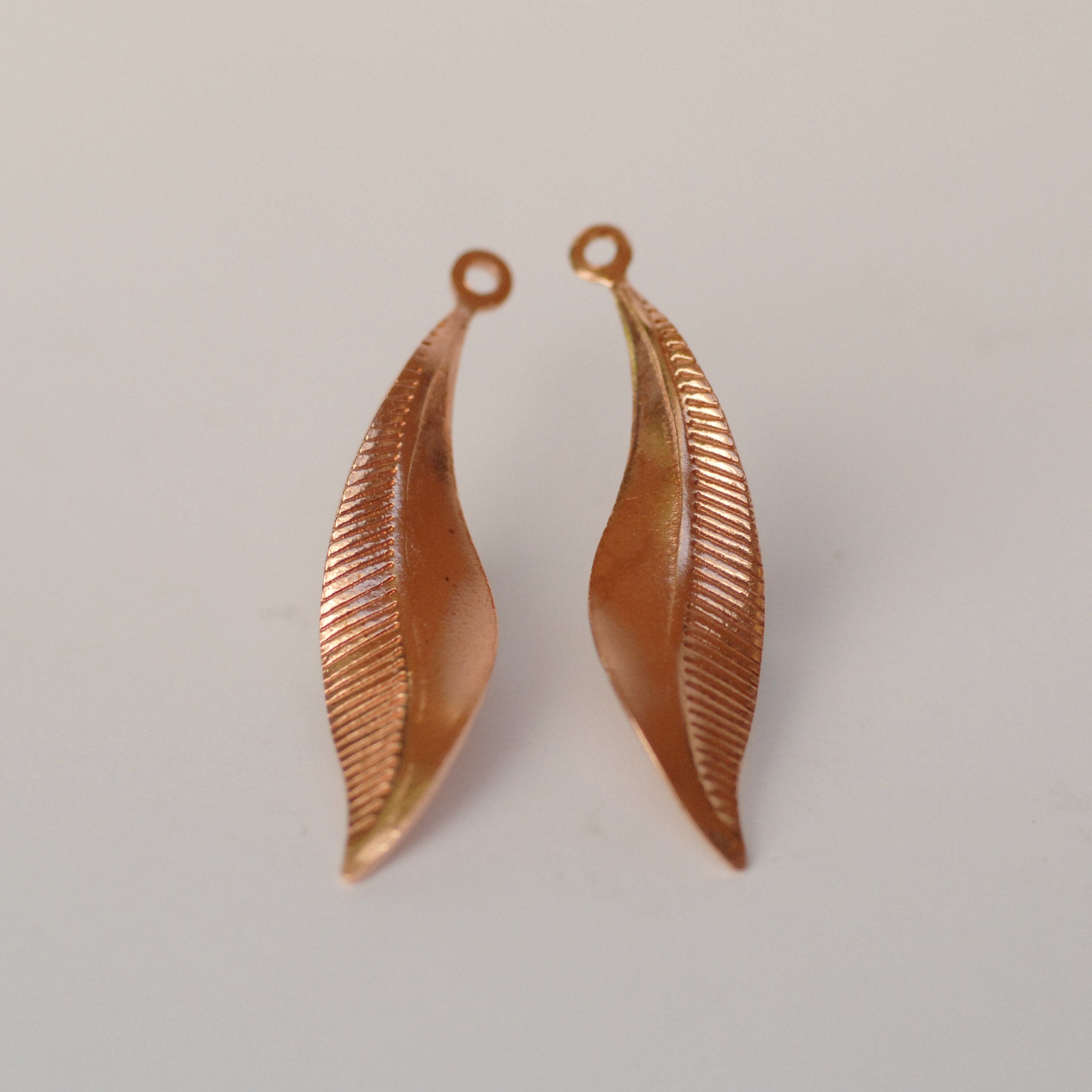 Copper Leaves Blanks Shapes 41mm x 10mm 20g Blanks Fall Greenery Rose Leaf 3D shape - 6 pieces