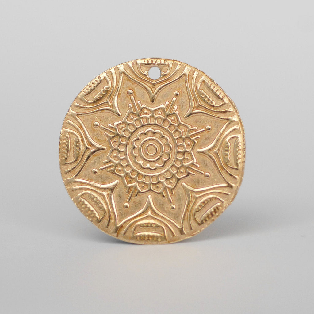 Solid Bronze Shapes Round Disc 23mm Sugar Skull Flower Metal Charms