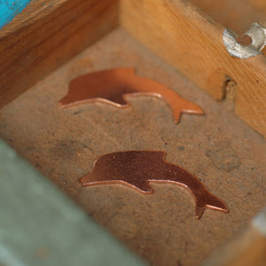 Dolphin Shapes 33mm x 22mm Metal Blanks - Solid Copper