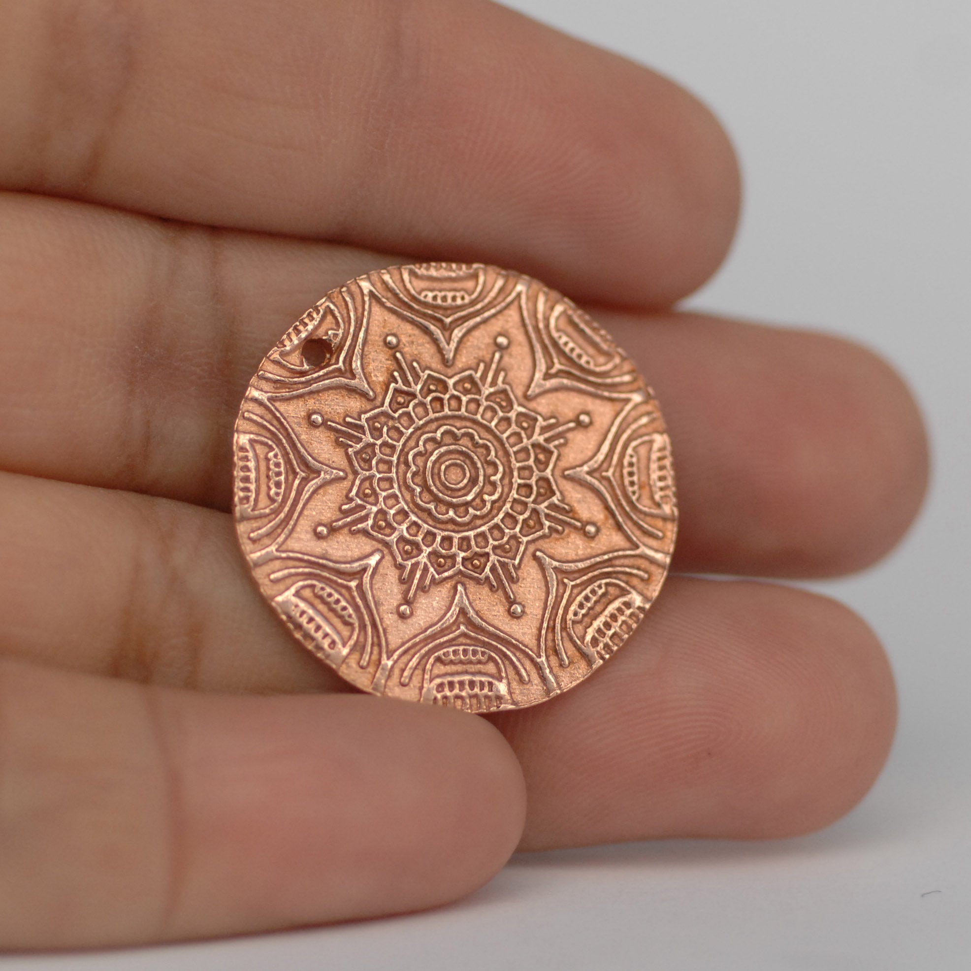 Solid Copper Disc Sugar Skulls Flower 23mm Metal Blanks for Enameling