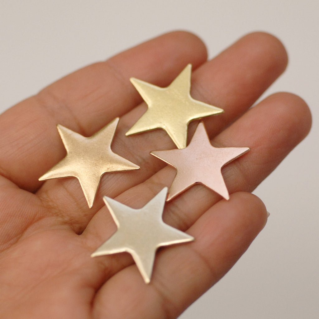 Star shapes - metal blanks 23mm for jewelry making, copper, brass, bronze, or nickel