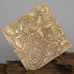 Batik floral and leaves textured metal sheet - 3 inch x 3 inch