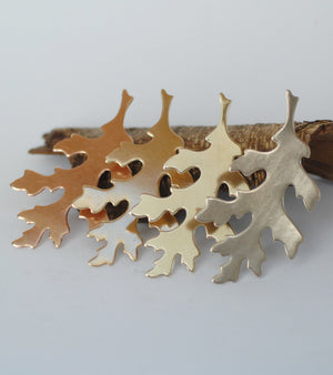 Detailed leaf blanks - oak leaves - Solid copper, Raw brass, Pure bronze, Nickel silver metal blanks for pendants