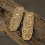 Oval shapes w/ floral texture metal blanks - Solid bronze