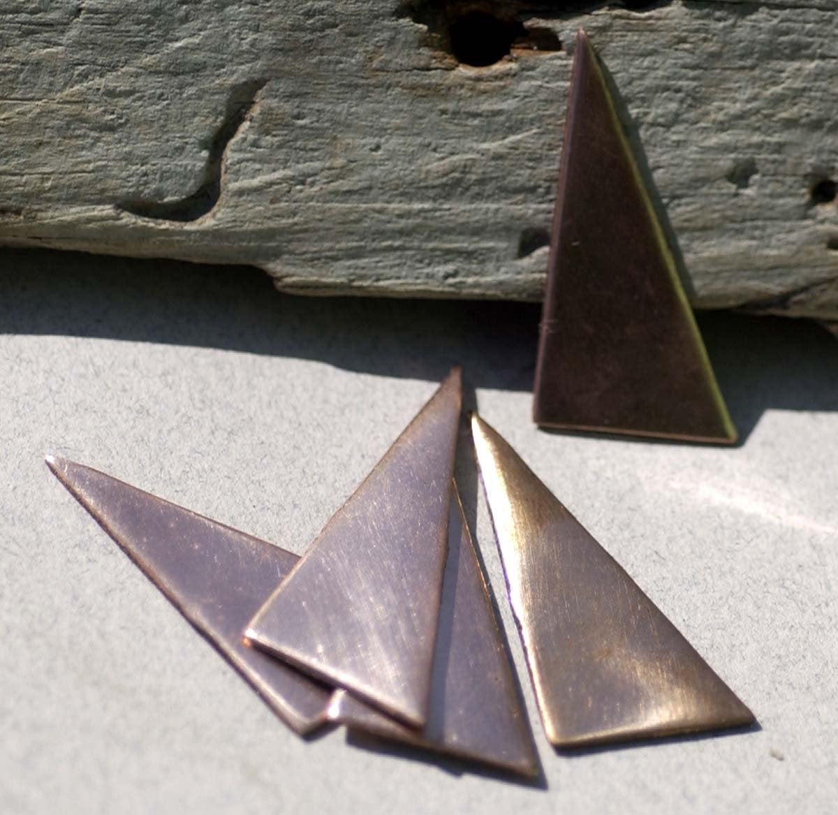 Geometric long Triangle shape 15mm x 30mm solid copper blanks for Enameling, raw brass, pure bronze, nickel silver, 24g 22g 20g