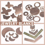 Partial Circle Blanks for making jewelry, disc with one flat side - copper, brass, bronze, nickel silver