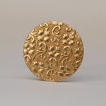 Solid bronze round disc shape w/ batik floral flower texture metal blanks for earrings or for pendants