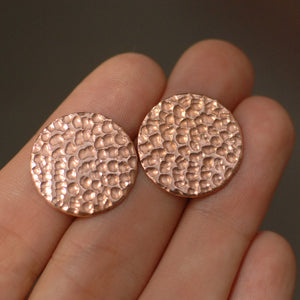 Solid Copper round disc blanks 22 gauge 22g Hammered texture