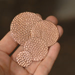 Solid Copper round disc blanks 20 gauge 20g Hammered texture
