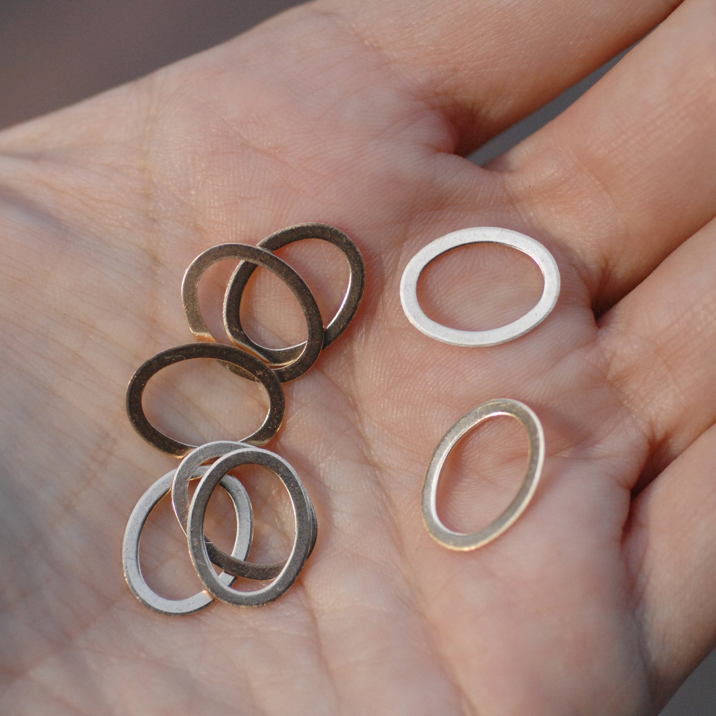 Tiny oval links for making jewelry, oval donuts for making earrings, copper, brass, bronze