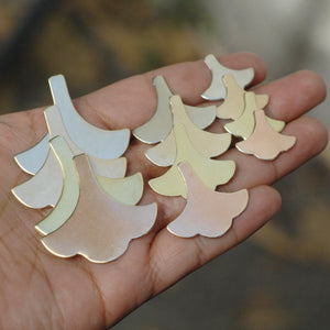 Large Arabic fan blanks, flower blossom pendant and earring blanks, copper, brass, bronze, nickel silver