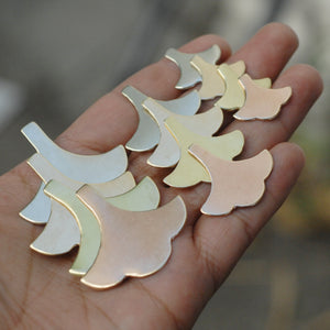 Flower shaped blossom metal blanks, arabic fan, for making pendants and earrings, copper, brass, bronze, nickel silver