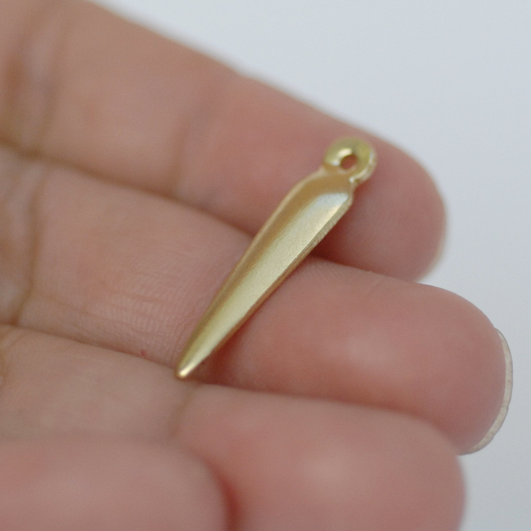 Long teardrop charm with hole for making jewelry - copper, brass, bronze, nickel silver, 24g 22g 20g