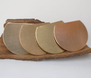 Partial Circle Blanks for making jewelry, disc with one flat side - copper, brass, bronze, nickel silver