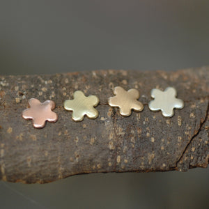 Tiny flower shapes for soldering mini 5 Petal flowers 9mm copper, brass, bronze, or nickel silver