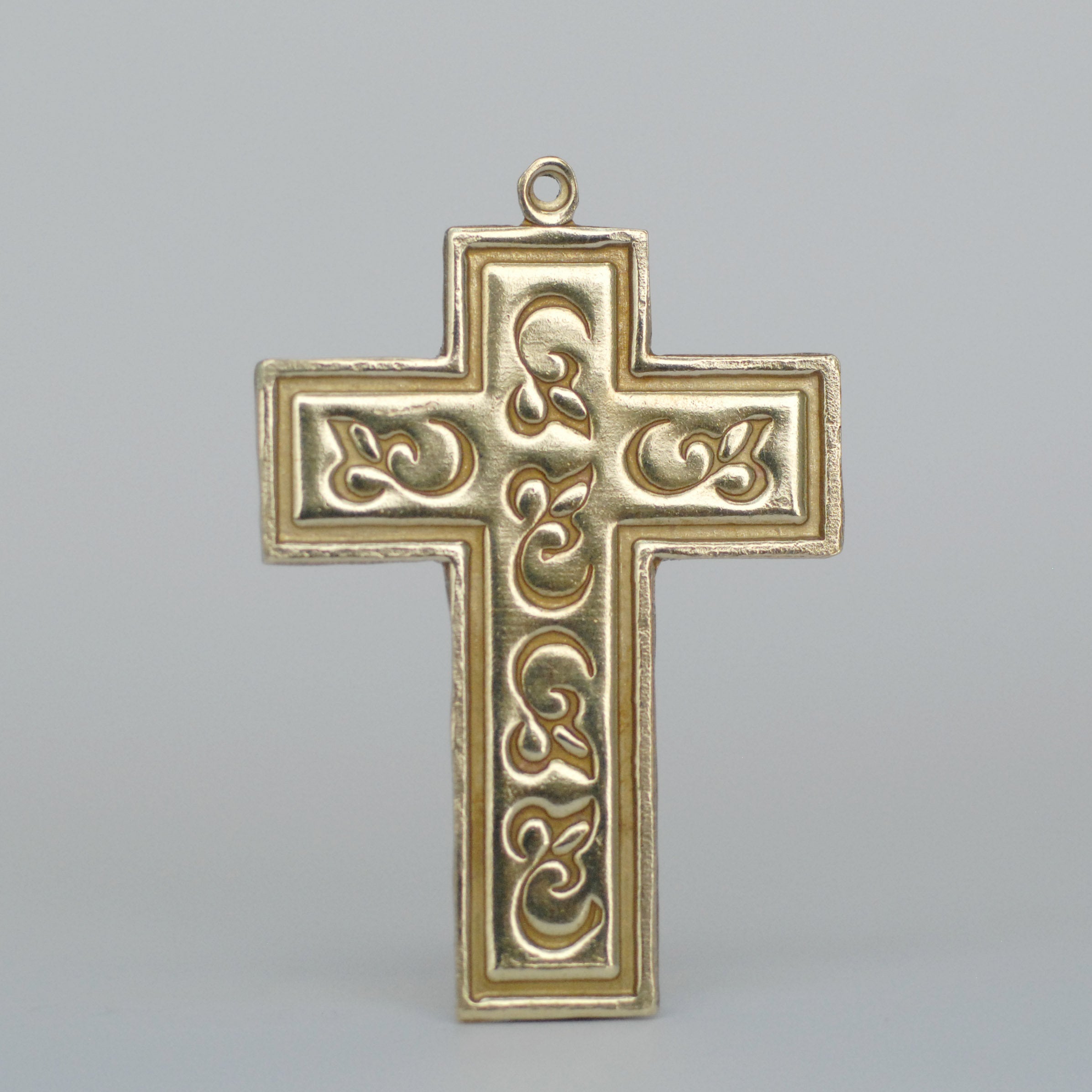 Cross shape Pendants for making jewelry, decorated with pattern and border, copper, brass, bronze, nickel silver