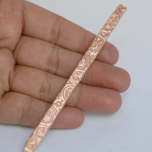 Ring band blank strip with paisley texture, Solid copper, raw brass, pure bronze, Nickel silver
