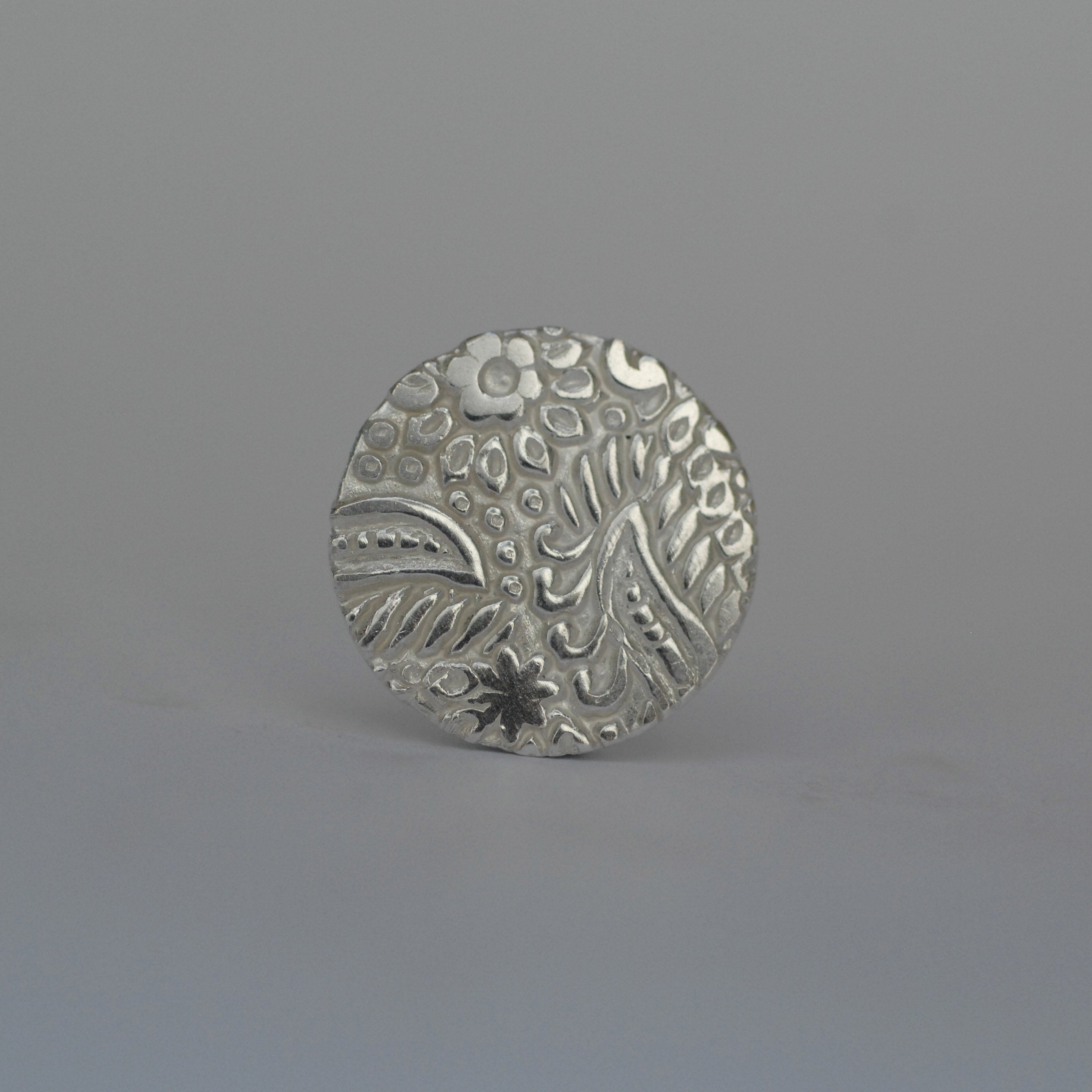 Batik floral leaves texture Sterling Silver Discs for making jewelry 26g 24g 22g 10mm 15mm 20mm 25mm 30mm 35mm 40mm