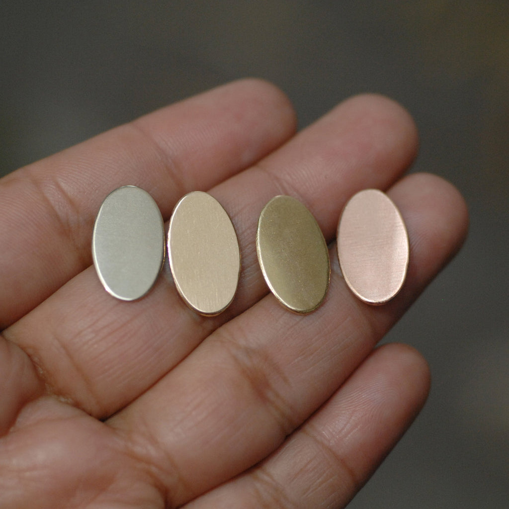 Small oval shapes 10mm x 17mm Metal blanks for making jewelry copper, brass, bronze, nickel silver, 24g 22g 20g