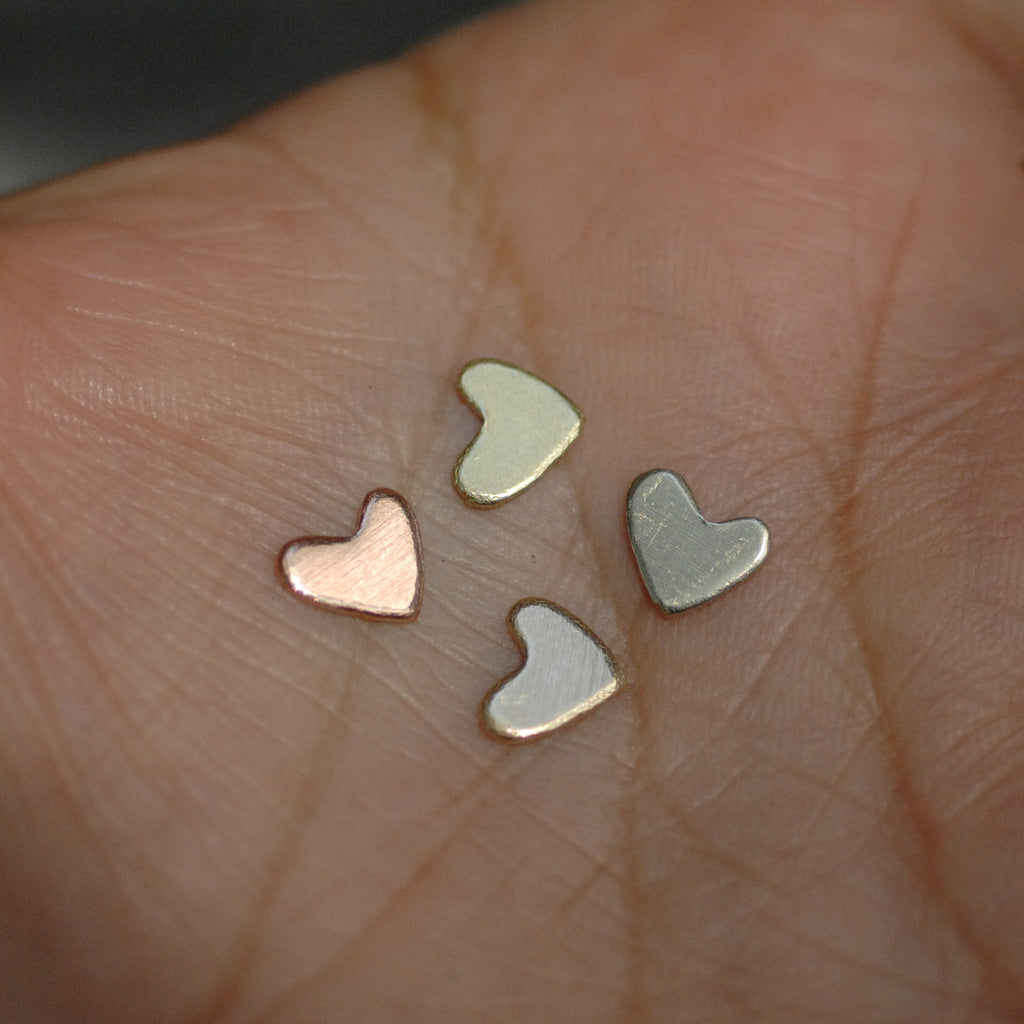 Copper Lopsided Heart 6.5mm x 6.5mm Metal Blanks Shape Form for  Enameling Stamping Texturing Blank - 6 pieces