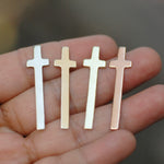 Long cross shapes, religious pendant blanks, Copper, Bronze, Brass and Nickel Silver 36mm x 9mm