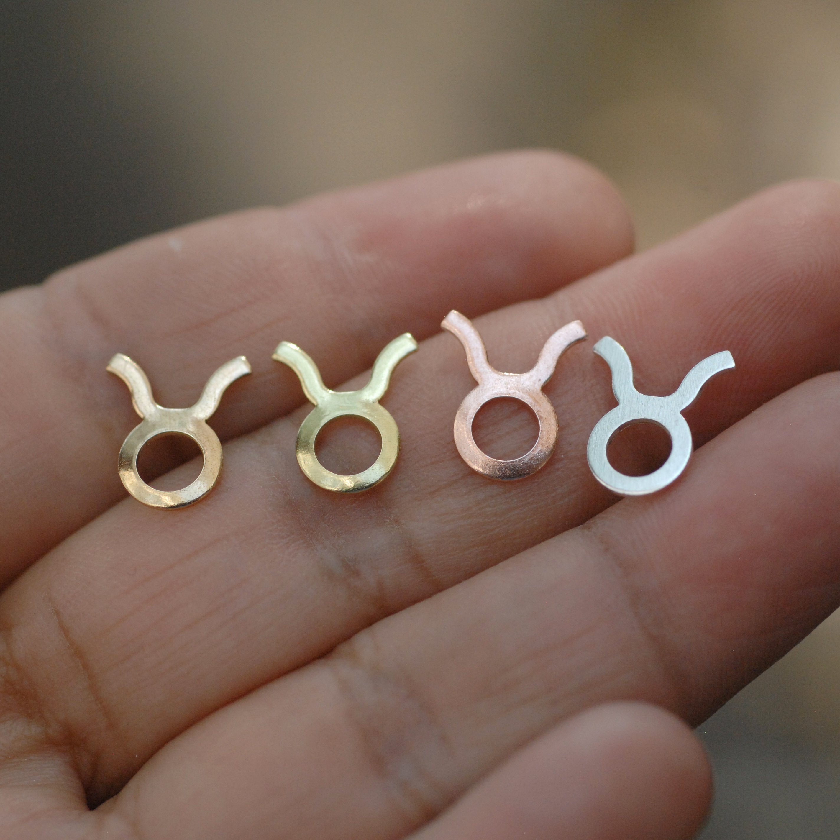 My MOST tiny Taurus zodiac sign shapes 24g Mini miniature metal blanks for making jewelry copper, brass, bronze, sterling silver 925