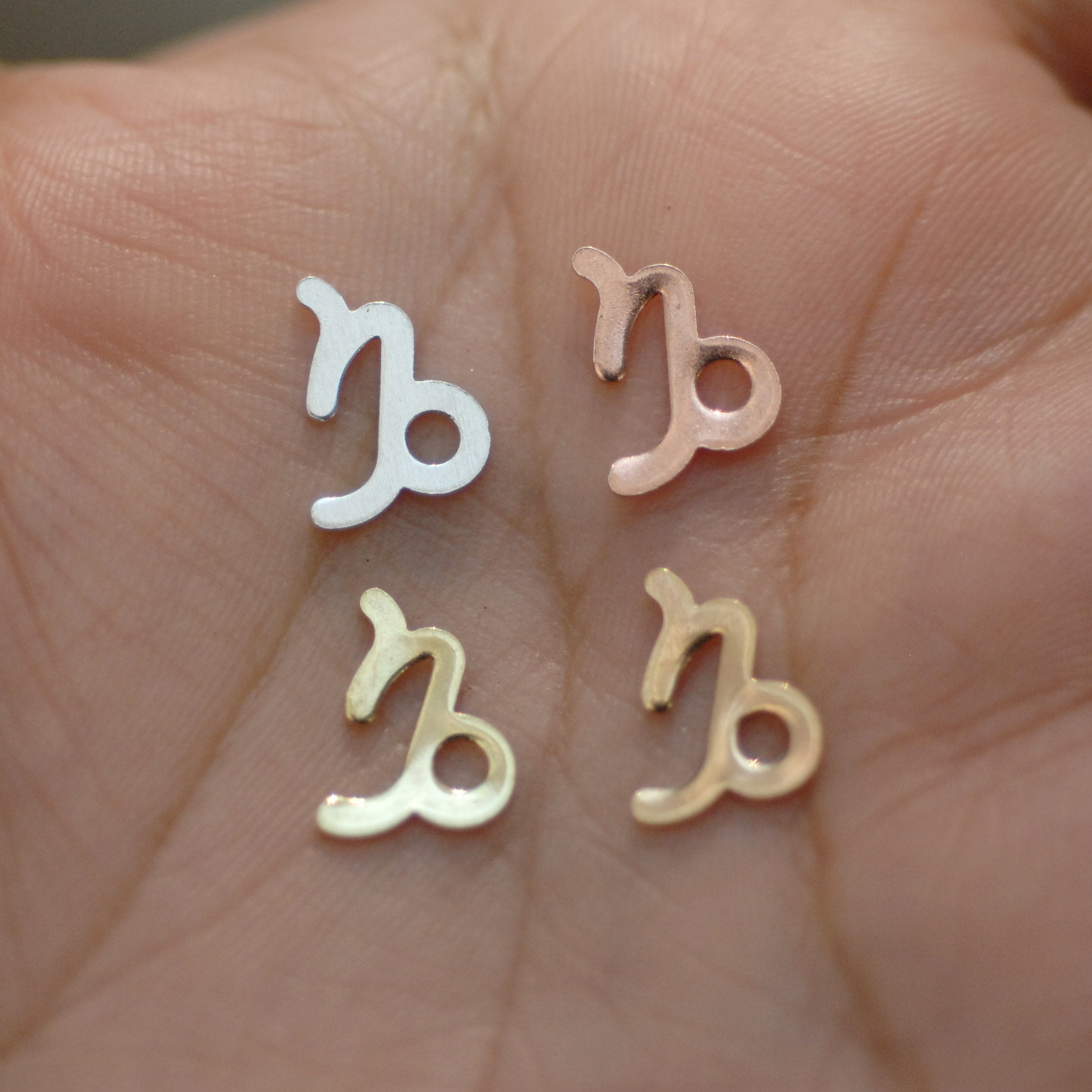 My MOST tiny Capricorn zodiac sign shapes 24g Mini miniature metal blanks for making jewelry copper, brass, bronze, sterling silver 925