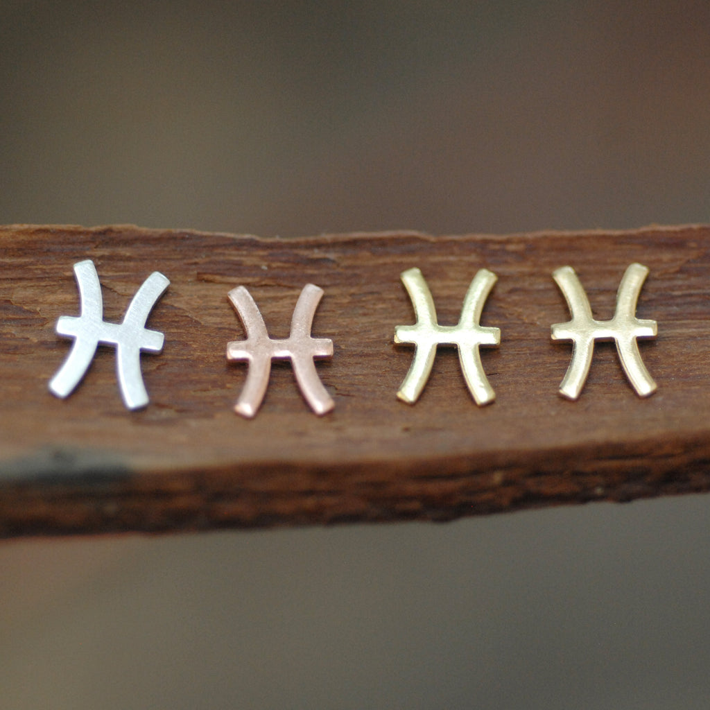 My MOST tiny Pisces zodiac sign shapes 24g Mini miniature metal blanks for making jewelry copper, brass, bronze, sterling silver 925