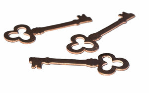 Copper Key Stamping 53mm x 18mm Cutout for Blanks Enameling Texturing Embroidery diy projects, pendant component