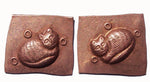 Copper  Pair of Kitty Cats- 3D shape for Enameling Jewelry Making Supplies - 2 pieces