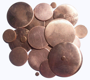 Metal Circle Copper 26mm 20G Enameling Stamping Texturing Blanks - Metalworking Supplies - 5 Pieces