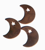 Copper Moon with Star 24g 29mm x 22.5mm  Blanks Cutout for Enameling Stamping Texturing 3/4 inch (DCH)