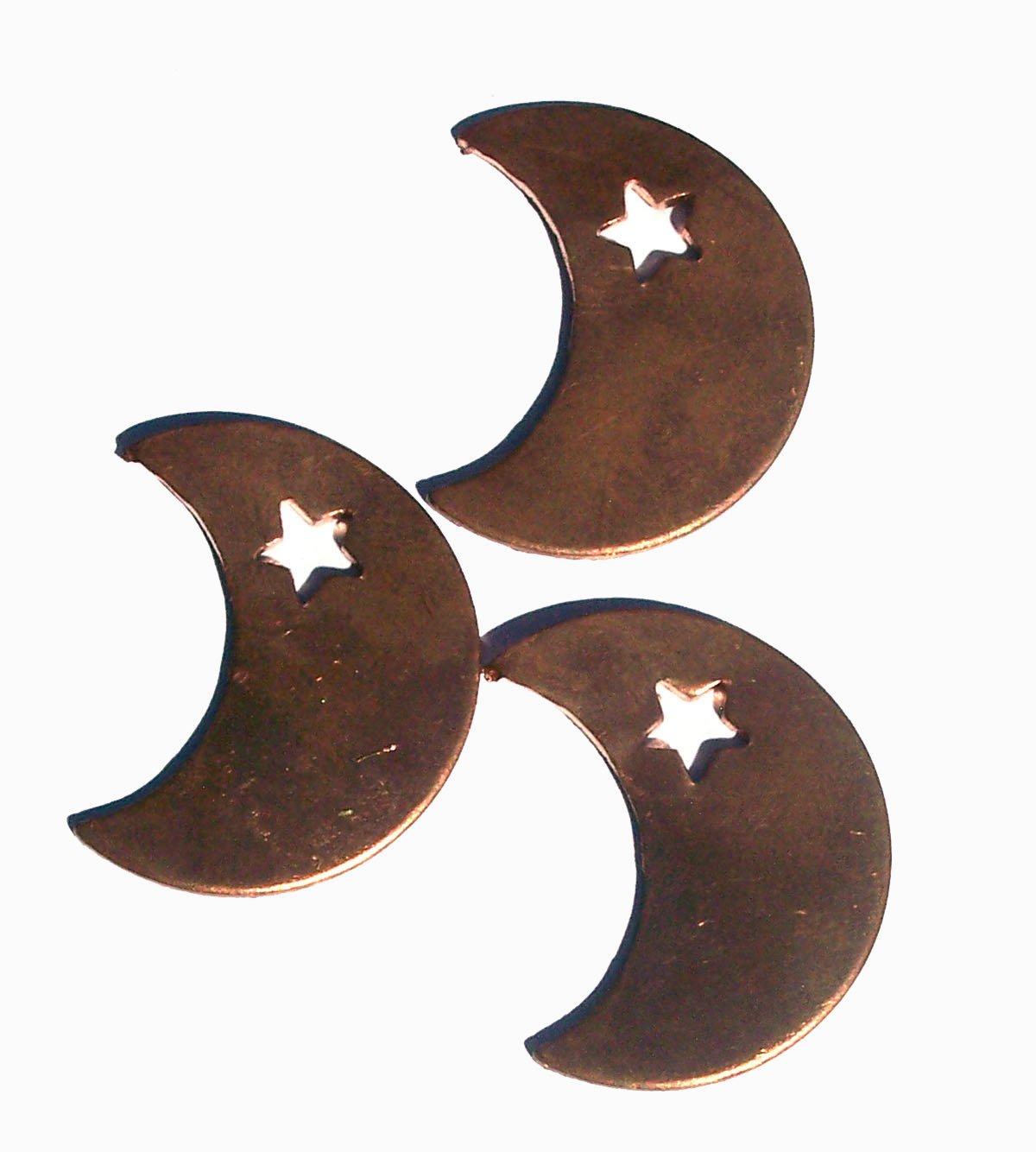 Copper or Brass or Bronze or Nickel Silver Moon with Star 20g Blanks Cutout for Enameling Stamping Texturing 3/4 inch (DCH)