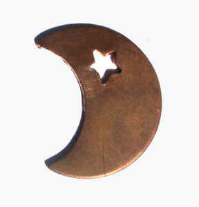 Copper or Brass or Bronze or Nickel Silver Moon with Star 20g Blanks Cutout for Enameling Stamping Texturing 3/4 inch (DCH)