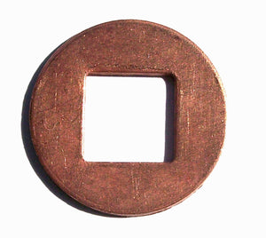 Copper Square Cutout Donut Washer 20G 22mm Enameling Stamping Texturing Blanks, Jewelry Charms - 6 Pieces