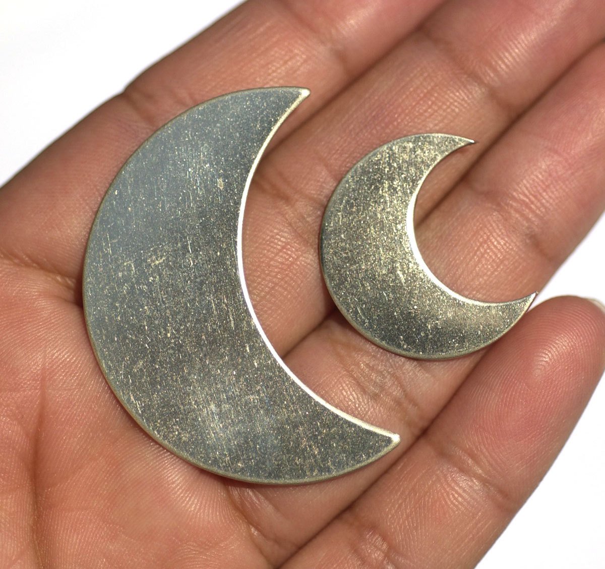 Nickel Silver Large Luna Moon 45mm x 30mm 22g Metal Blanks Form Shape Charms for Texturing Soldering Jewelry Making Blank - 2 pieces