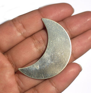 Nickel Silver Large Luna Moon 45mm x 30mm 22g Metal Blanks Form Shape Charms for Texturing Soldering Jewelry Making Blank - 2 pieces