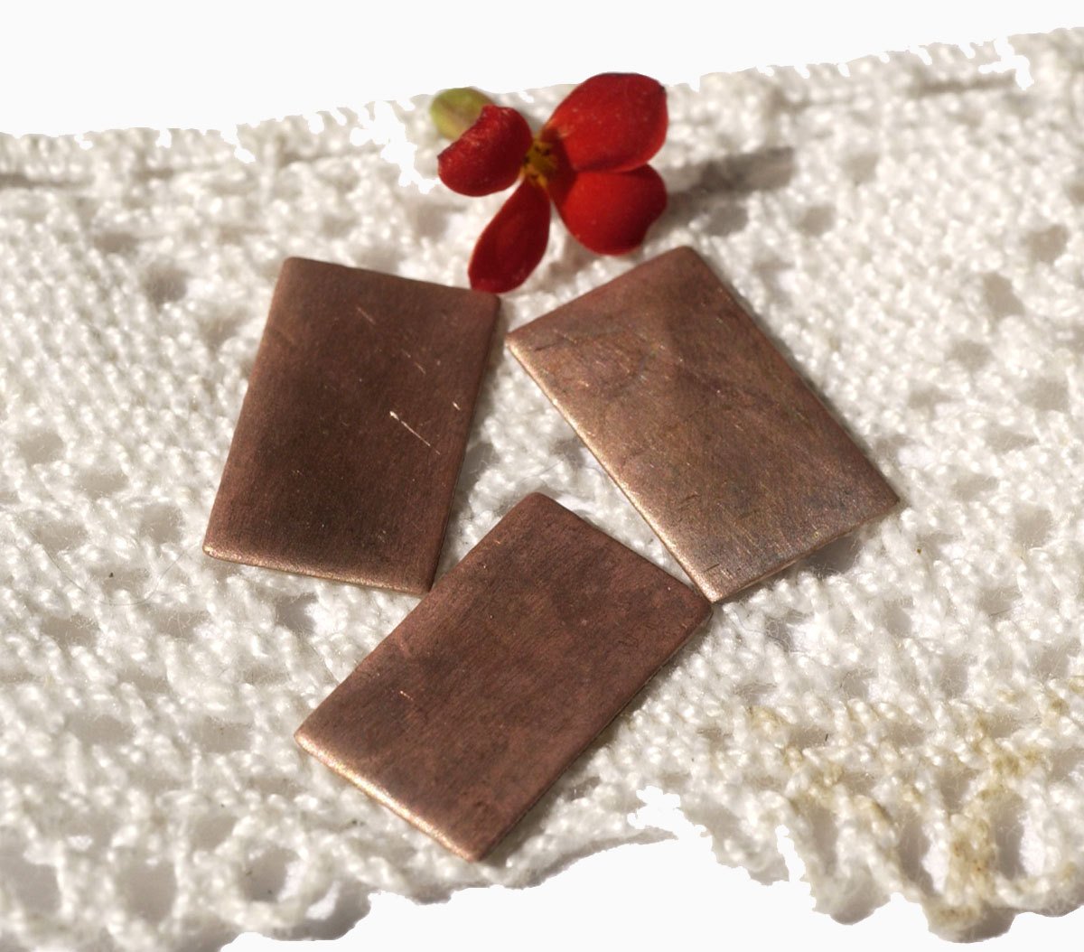 Copper Rectangle Blank Flat 22.8mm x 11.9mm for Enameling Stamping Texturing Metalworking Blalnks
