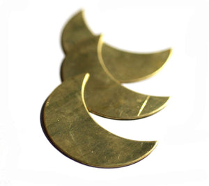 Brass Blank Moon Fantastica Luna 45mm x 30mm Metal Blanks Shape Form, Metalworking Supplies, Enameling Blank - 2 Pieces