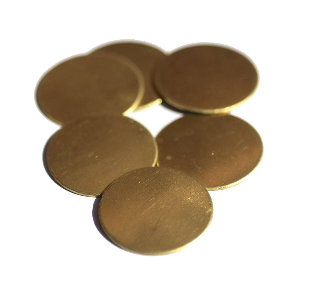 Pure Brass Disc 24mm 22G Circle Blank Cutout for Soldering Stamping Texturing - Jewelry Supplies - 6 Pieces