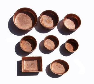 Copper Bezel Cups Oval Blanks - 28g - 6.8mm x 8.9mm Outside Dimension, 2.2mm tall for Enameling - 6 pieces