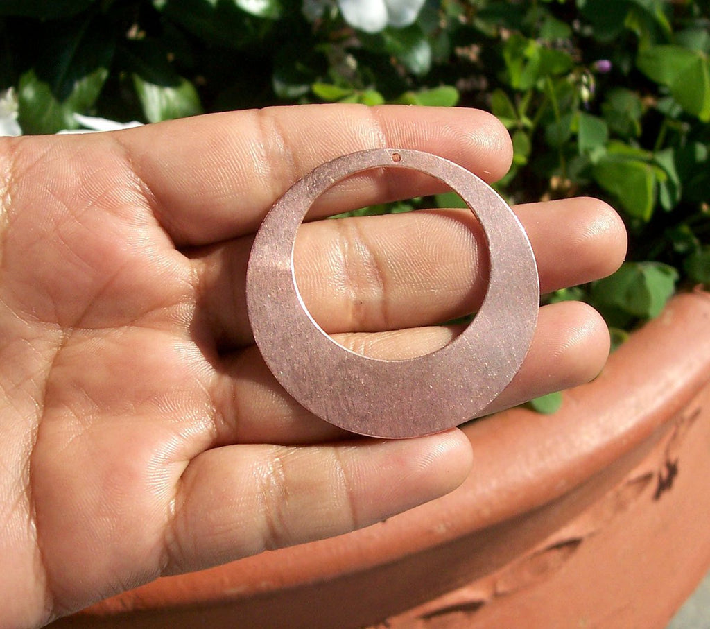 Pure Copper 45mm Blanks Hoops 20G for Earrings or Pendant Offset Circle for Enameling Stamping Texturing, Jewelry Supplies - 4 Pieces