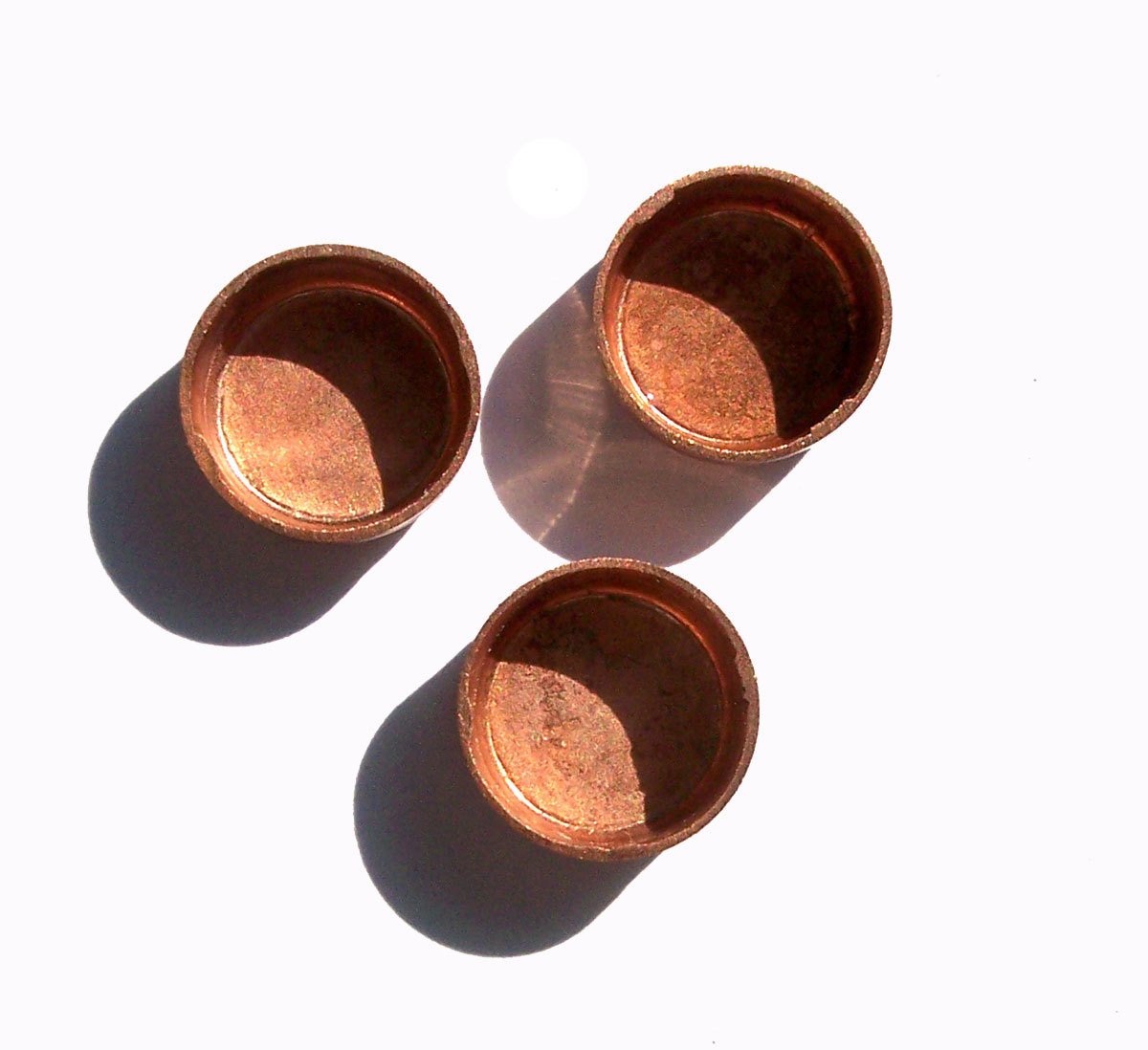 Bezel Cups Copper 9mm Round Solid Copper, 7.7mm Inside Dimension,Copper Findings 3mm tall for Enameling - 6 pieces