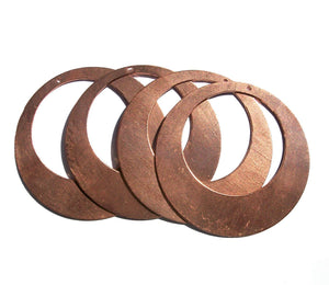 Copper Hoops 45mm 26g for Earrings or Blanks Pendant Offset Circle for Enameling Stamping Texturing - 4 pieces